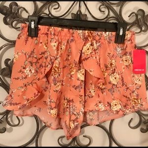 Forever 21 silk ruffle shorts